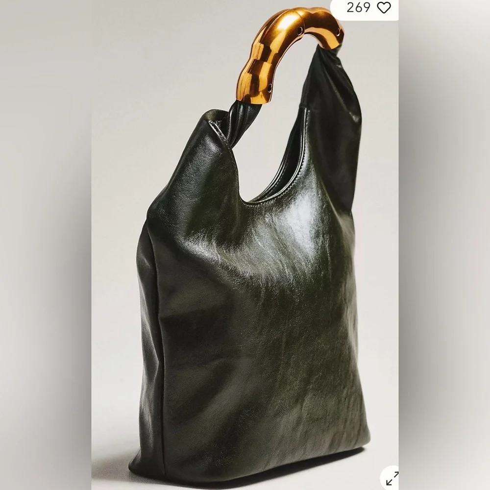 Anthropologie Vegan Leather Gilded Shoulder Bag